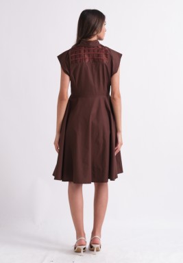 Brown Dress with Organza Details 