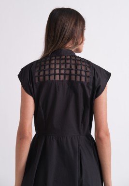 Black Dress with Organza Details 