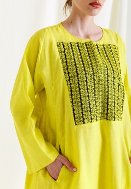 Lemon Embroidered Kaftan