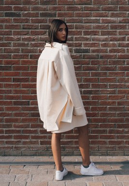 Cream Suede Shirt and Jacket Set