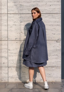 Gray Suede Shirt and Jacket Set