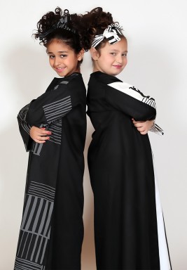 Black Printed Long Sleeves Kids Abaya