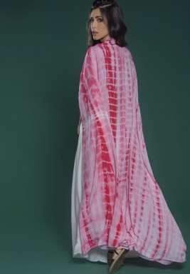 Pink & White Cape Style Kaftan