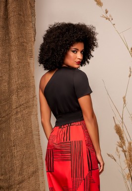 One Shoulder Black Top
