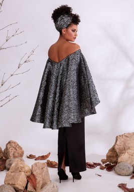 Black Satin Silk Off-Shoulders Dress