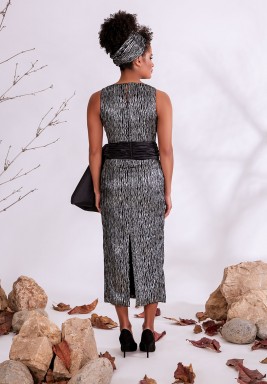 Metallic silver sleeveless kaftan