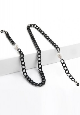 BL Black Eyeglasses Chain with Pearls and Silver Acces