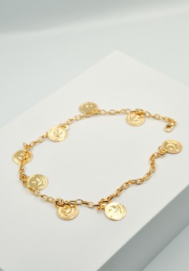 BL Gold Plated Circles Charms Anklet chain
