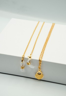 BL Gold Plated Eyeglasses Chain with Heart Cham