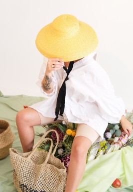 Yellow Hat With Ribbon 