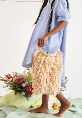 Wool Exterior Fringe Bag 