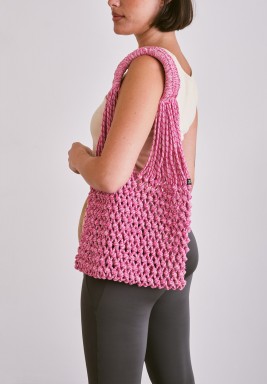 Pink And Orange Cotton Tote Bag With Two Handles 