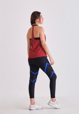 Black Leggings With Blue Stripes