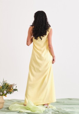 Light Yellow Sleevless Summer Dress