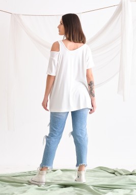 White One Cold Shoulder T-Shirt