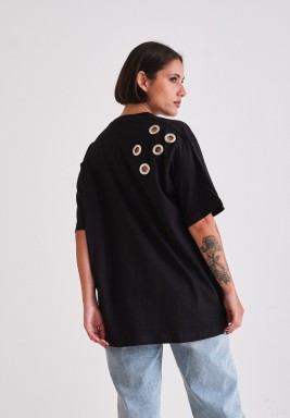 Black T-shirt With Metal Details