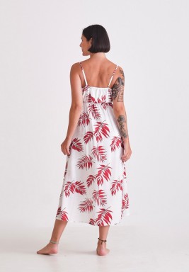 White & Red Printed Pajama Set 