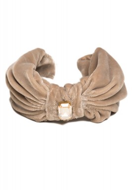 Beige Knot Front Swarovski Turban