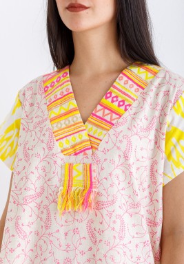 Pink and Yellow Printed Kaftan - RSC_21/01