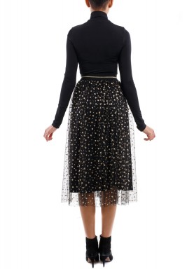 Black Tulle Golden Dots Kaftan