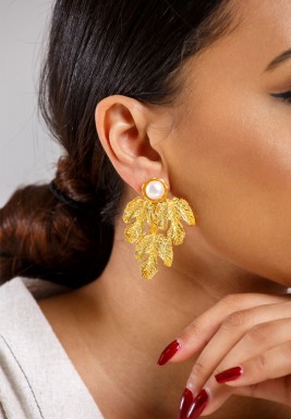 Gold Plated Autumn Leaves Earring