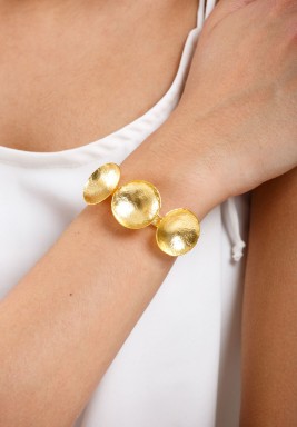Gold Plated Curved Coins Bracelet
