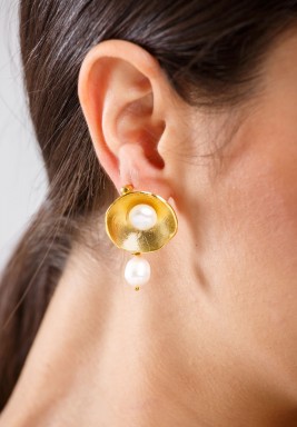 Gold Plated Pearled Mushroom Earring