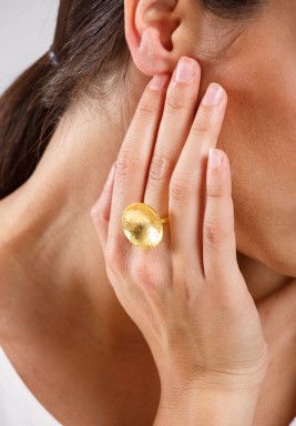 Gold Plated Curved Coin Ring