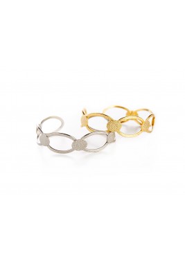Gold & Silver Plated Link Chain Cuff Bracelet