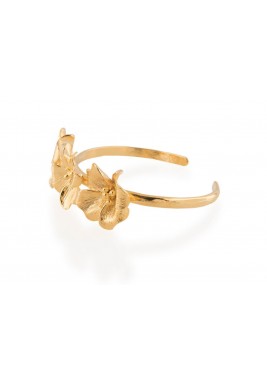 Gold-Tone Flowers Cuff Bracelet 