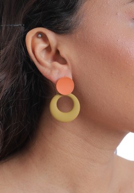 Yellow & Orange Round Drop Earrings
