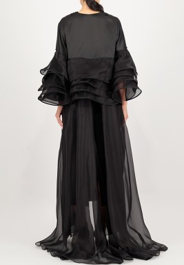 Multi Rounded layers of Organza on Sleeve with Princess cut 