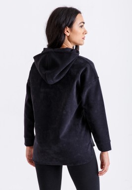 Black Hooded Front Pocket Top