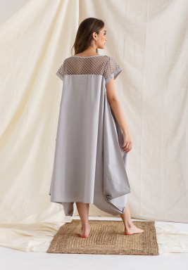 Grey Net Top Oversized Kaftan