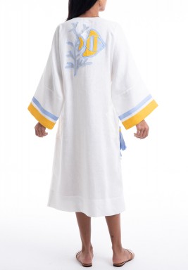 White Ocean Wrap Midi Kimono