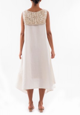 Off-White Sleeveless High-Low Dress