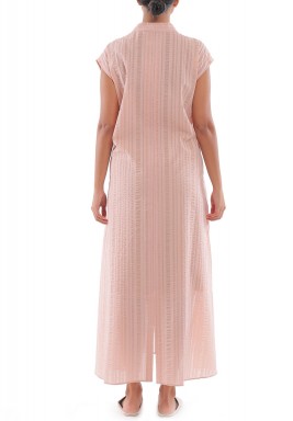 Pink Striped Wrinkled Dress