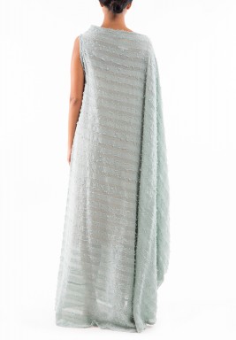 Light Grey Striped Asymmetrical Dress