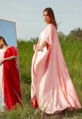 Pink & Red Silk Kaftan