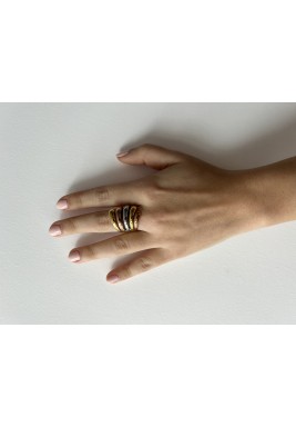 Silver, Gold & Rose Gold Stacked Ring