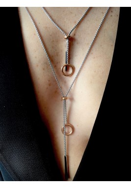 Gold X Silver Zipper Shaped Necklace