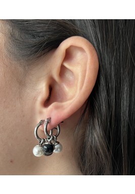 Black, Silver & Pearl Earrings