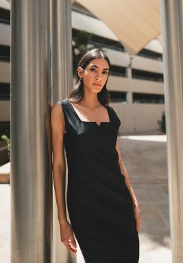 Black & Silver Jacquard Fitted Dress and Shirt Set 