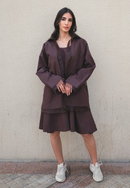 Brown Dress and Shirt Dress with Organza Details