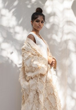 Shredded Beige Kaftan 