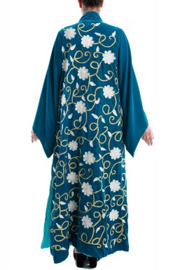 Green Velvet Embroidered Bisht