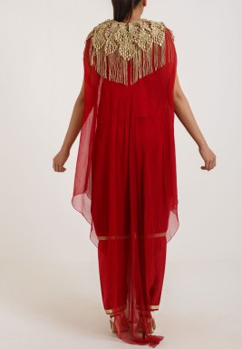 Moroccan Red Embroidered Ghandora 