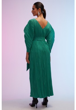 Green Pleated Volume Sleeves Kaftan