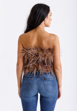 Brown Ostrich feather Top