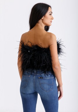 Black Ostrich Feather Top